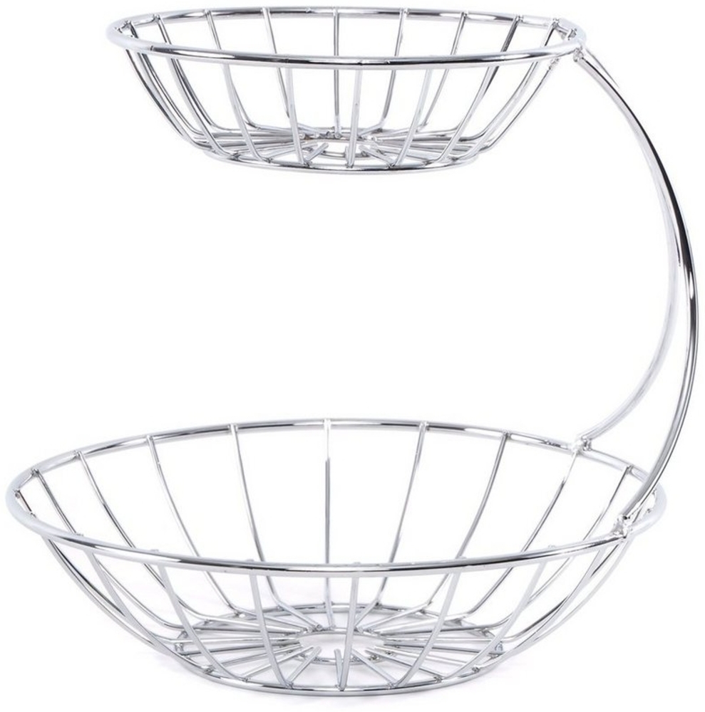 DESIGN DELIGHTS Obstschale DOPPEL OBSTKORB "STAGE", Eisen verchromt, Etagere, Metall Bild 1