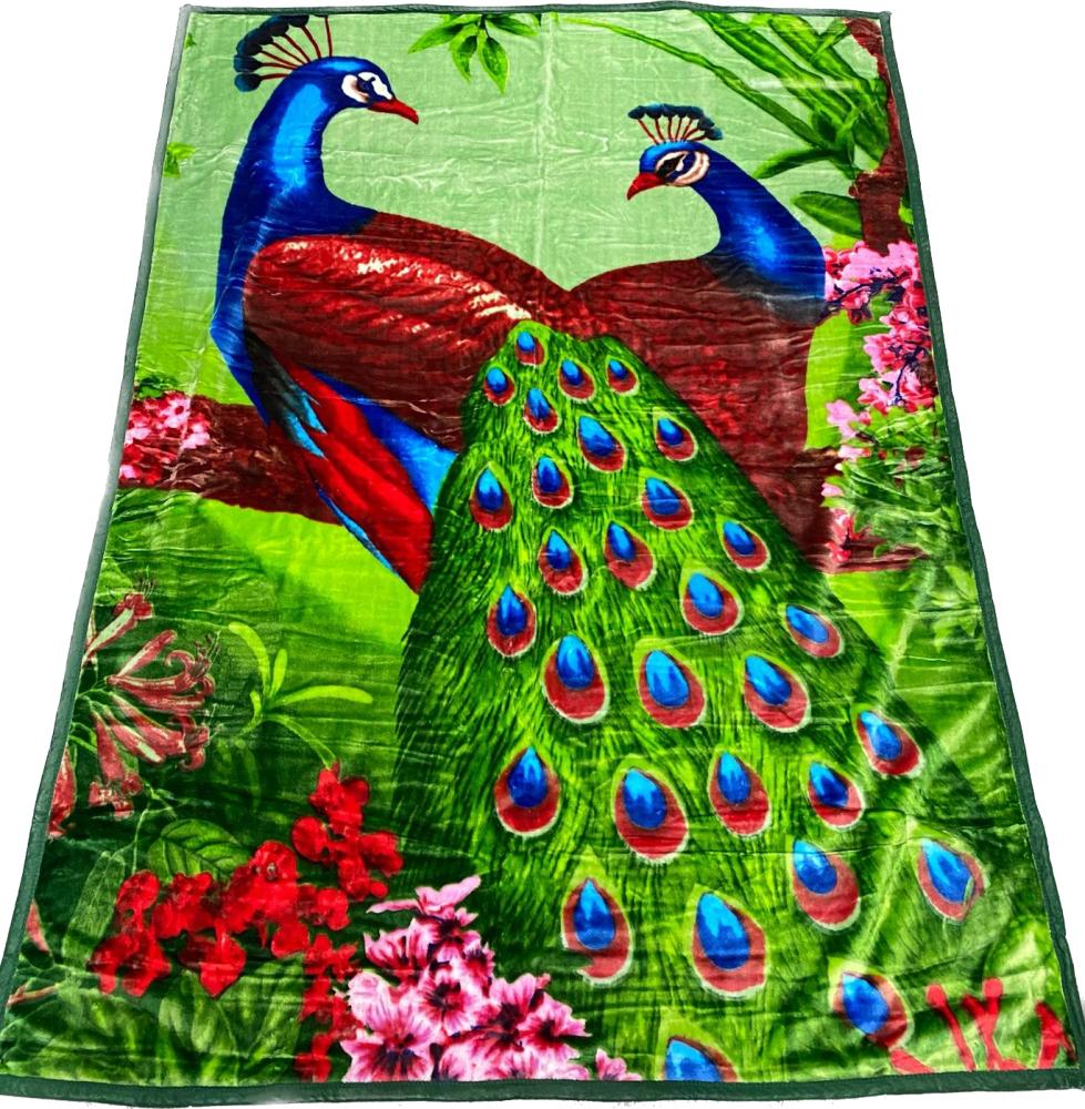 Almina Decke 200x240cm 2 Personen Pfau Tagesdecke Kuscheldecke Wohndecke Fleecedecke Bettdecke Motiv 5 Bild 1