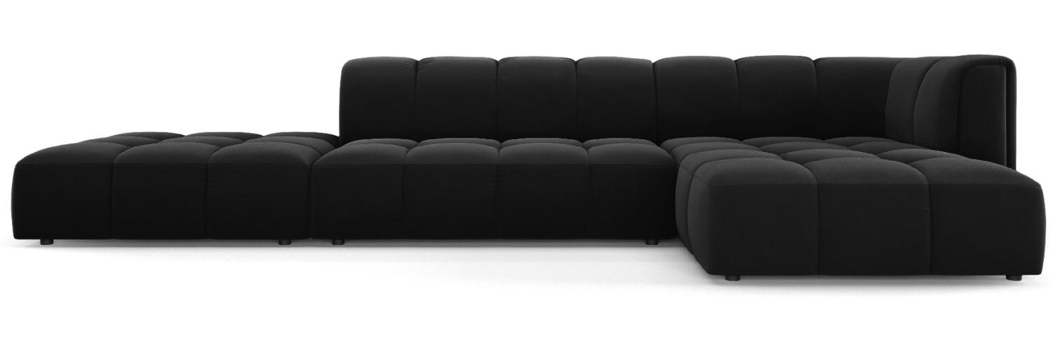 Micadoni Modulares Ecksofa Serena 5-Sitzer, offene Seite, Samtstoff Beige, Schwarz, Rechts Bild 1