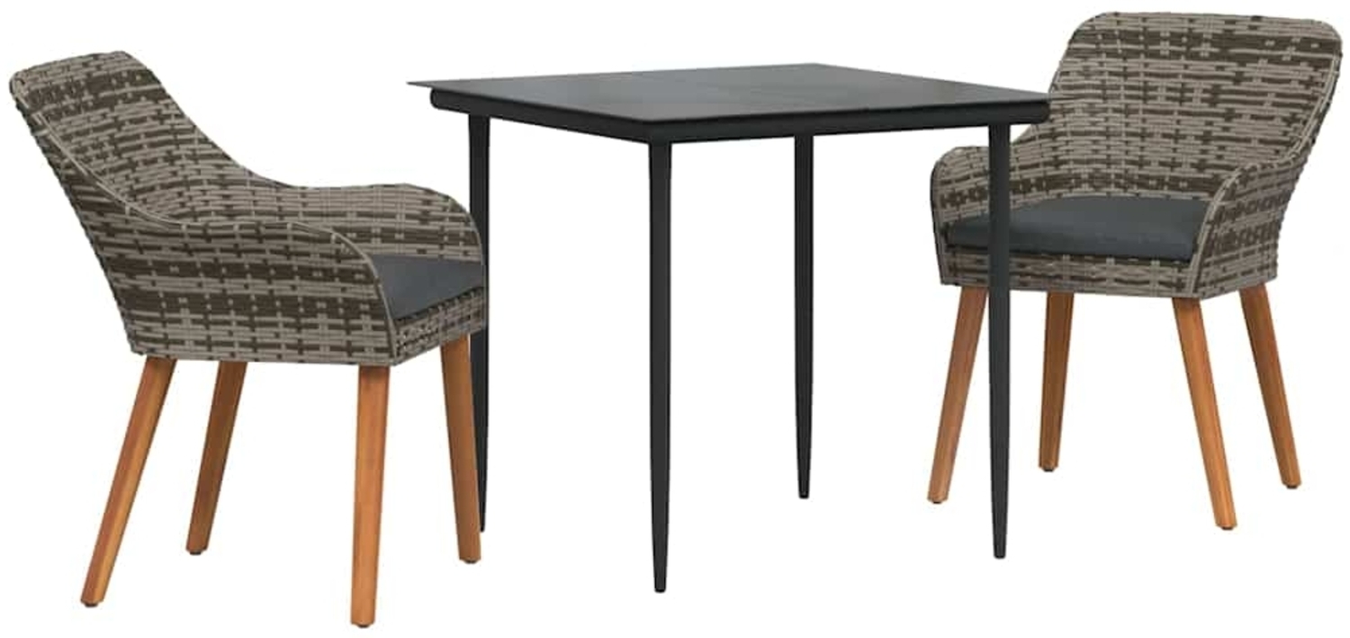 vidaXL Garten Essgruppe mit Kissen 3 pcs Grau Poly-Rattan 3261677 Bild 1