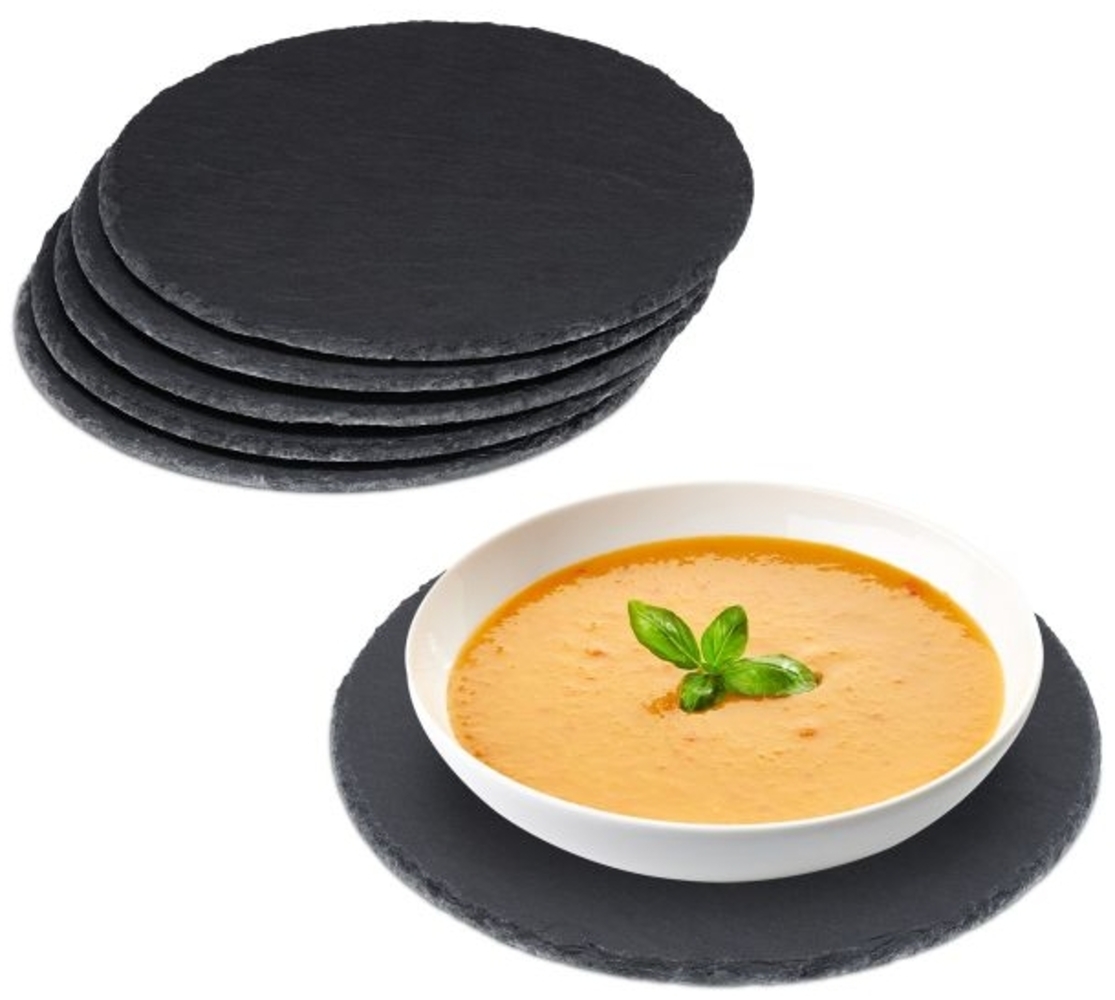 Schieferplatte 6er Set rund Bild 1