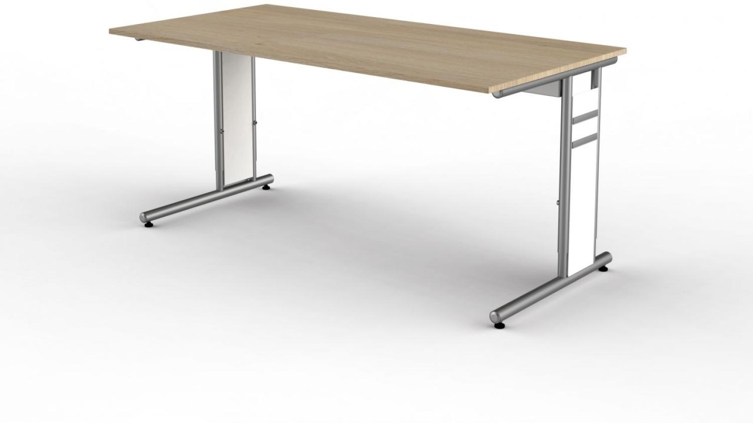 Schreibtisch Form4, 160x80x68-82 cm, C-Fuß Gestell, Eiche Bild 1