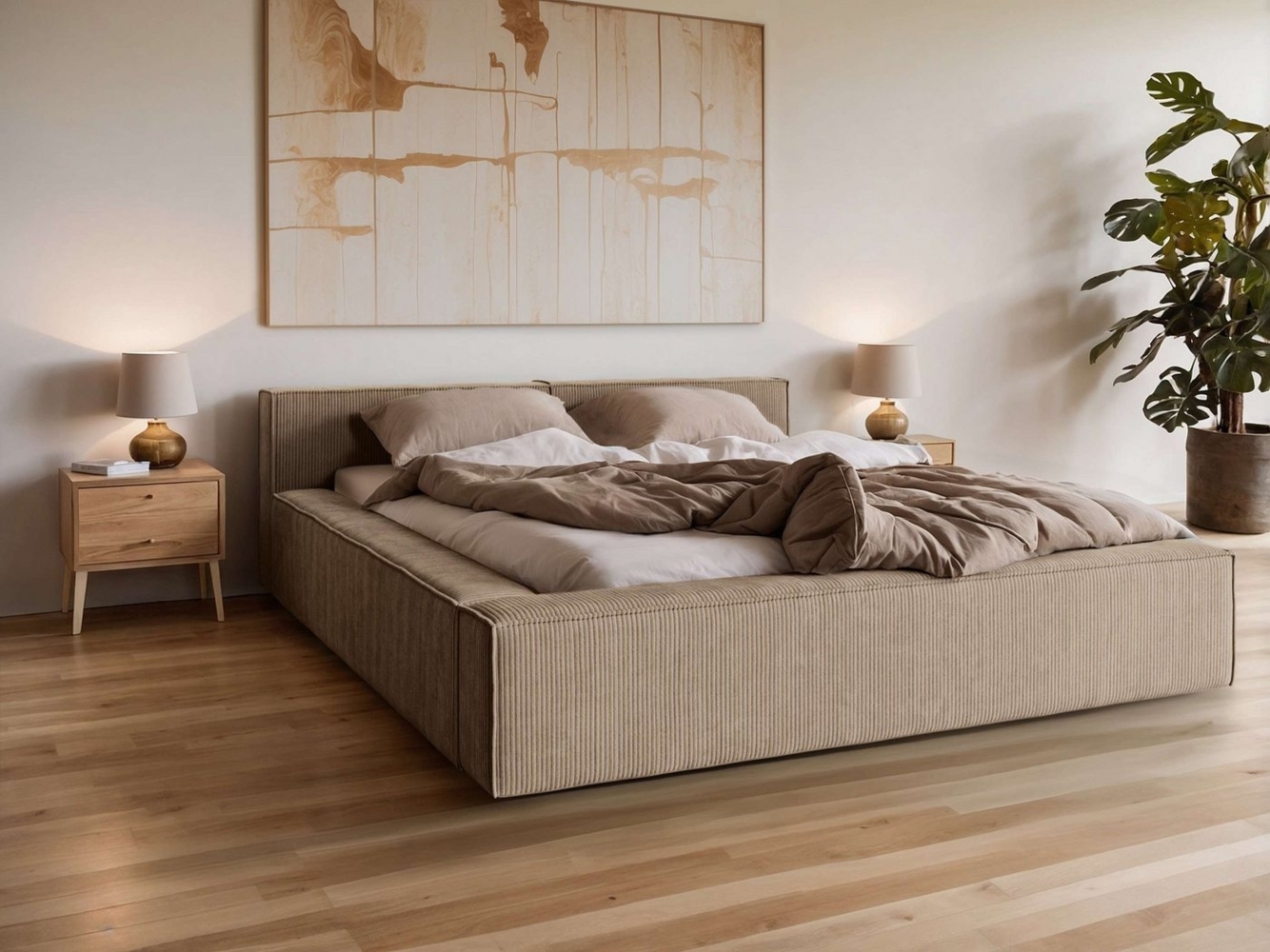 Home affaire Polsterbett LAUREDA Bettgestell mit Lattenrost, in 4 Breiten- 140, 160, 180, 200cm, mit Kopfteil und Bettkasten, ohne Matratze Bild 1