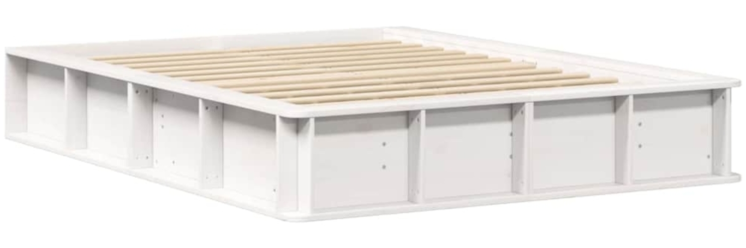 vidaXL Bettrahmen Weiß 140 x 190 cm Massives Kiefernholz 3385722 Bild 1