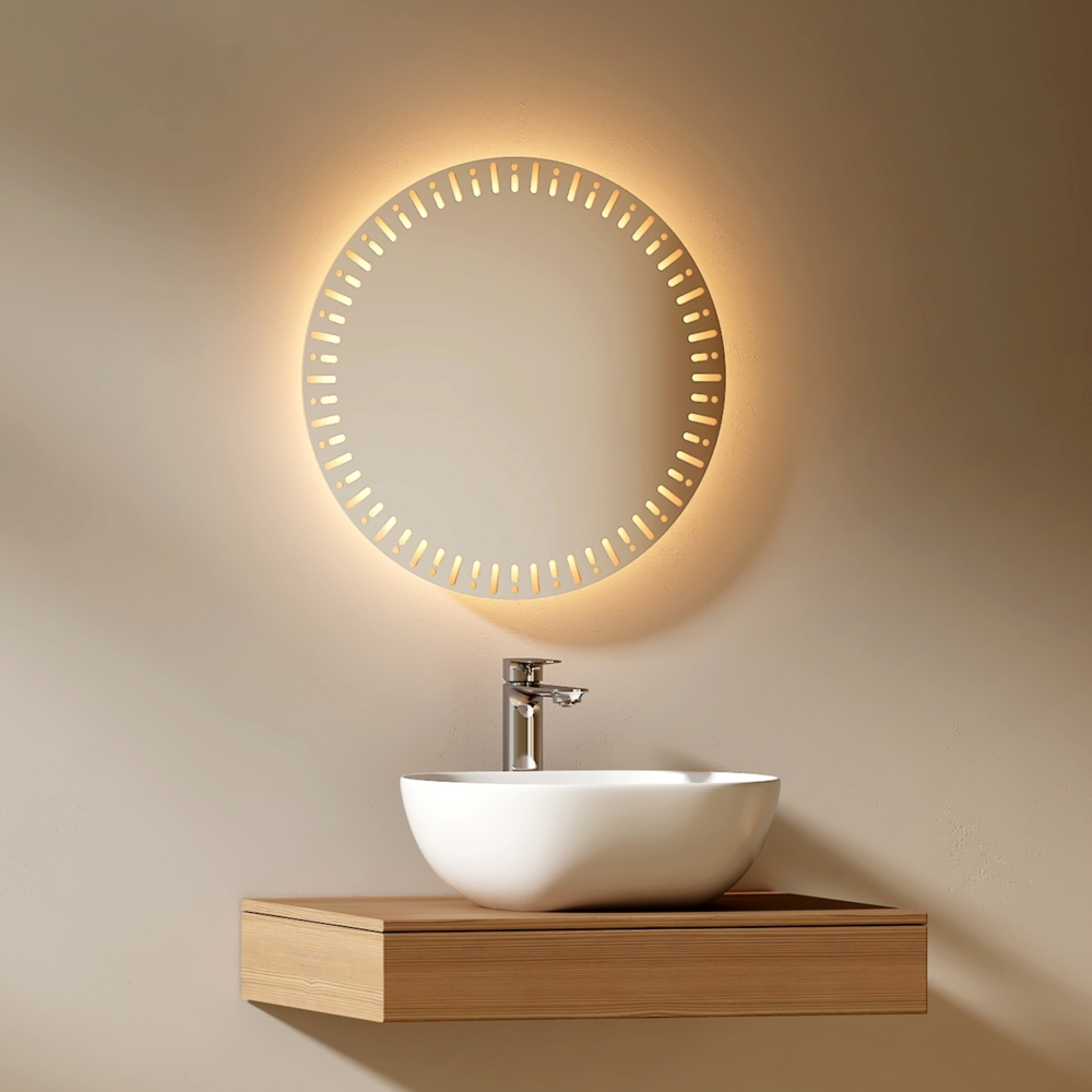 EMKE Badspiegel mit Beleuchtung 50 cm mit Beschlagfrei, Dimmbar 3 Lichtfarbe Touchschalter IP44 Bild 1