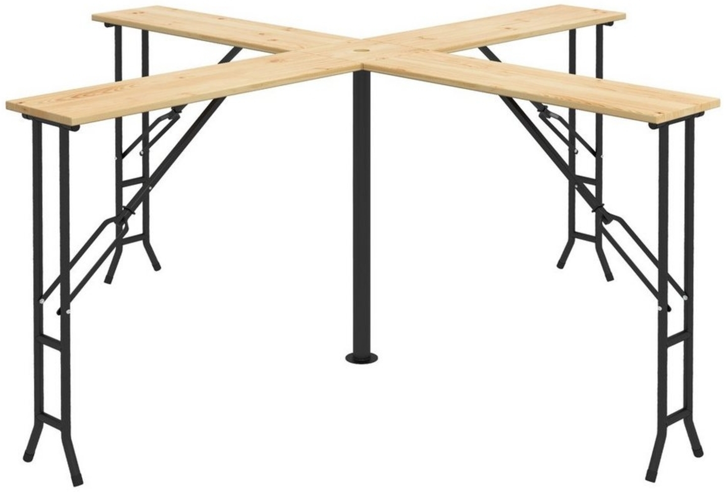 Outsunny Bierzeltgarnitur Bierzelttisch für 20 Personen, mit Schirmloch, (Stehtisch klappbar, 1-tlg, 105 cm Biertisch), bis 120 kg Belastbar, für Garten, Holz, Natur Bild 1