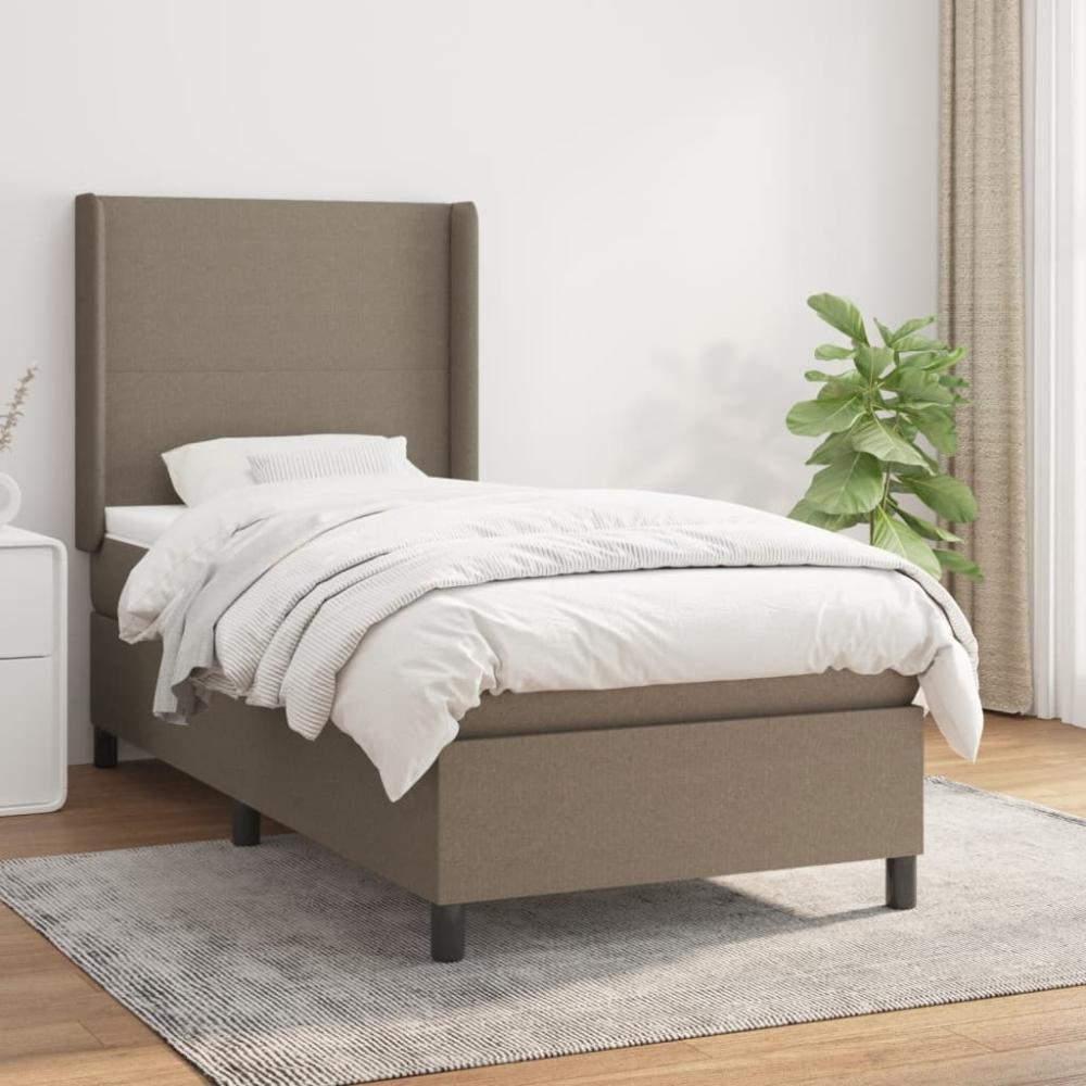 vidaXL Boxspringbett mit Matratze Taupe 90x190 cm Stoff 3131237 Bild 1