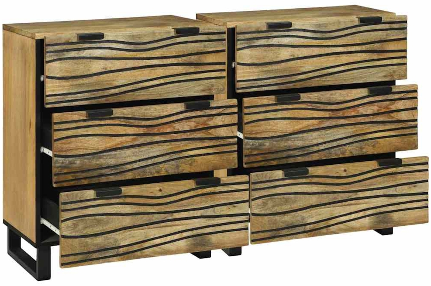 vidaXL Sideboards, 2 pcs, massives Mangoholz Braun, 60 x 33.5 x 75 cm Bild 1