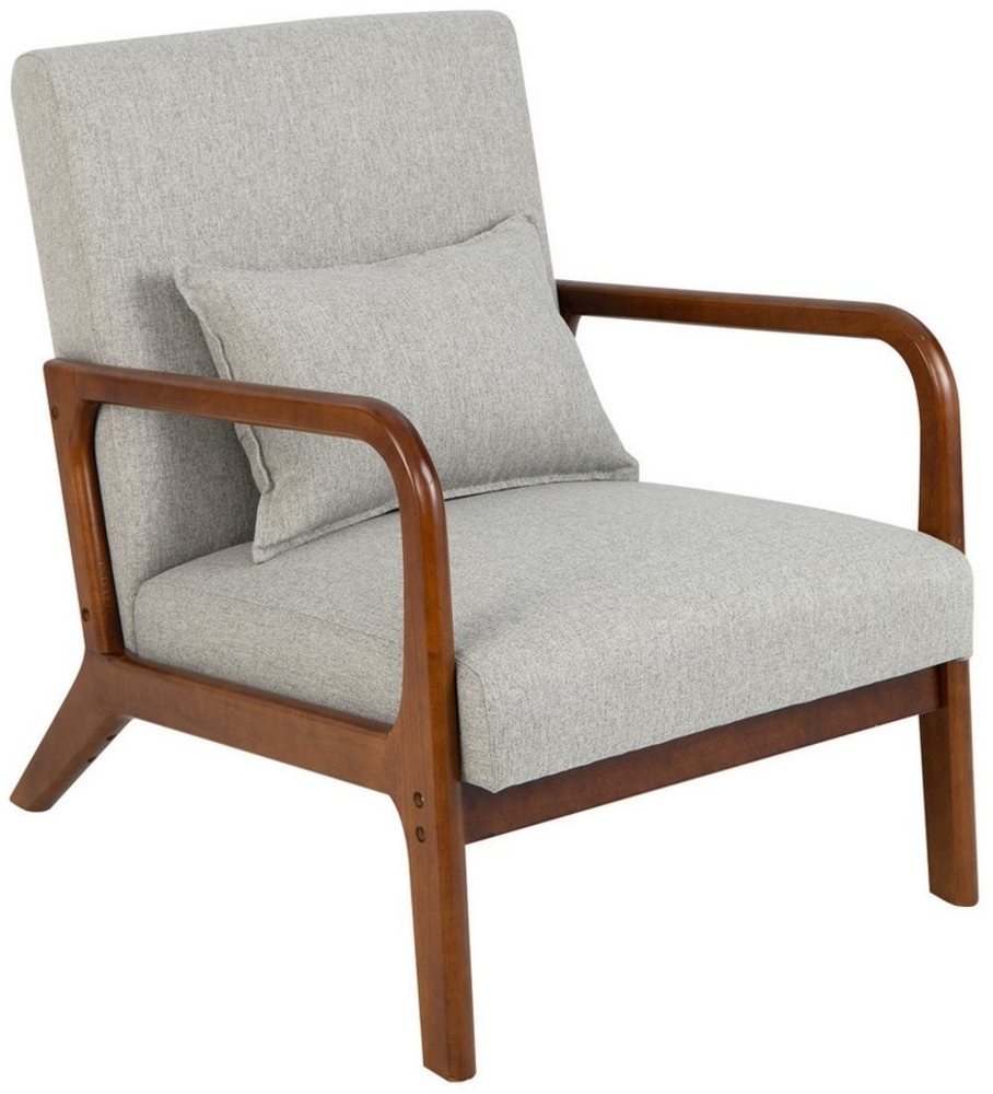 COSTWAY Relaxsessel, gepolstert, mit Armlehnen & Kissen, Holz, 65x79x77cm Bild 1