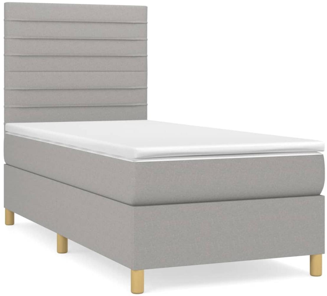 vidaXL Boxspringbett mit Matratze Hellgrau 90x190 cm Stoff, Härtegrad: H2 [3142377] Bild 1