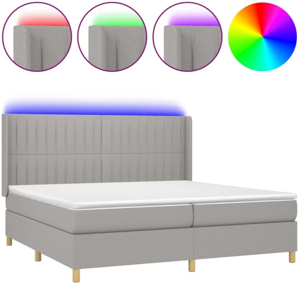 vidaXL Boxspringbett mit Matratze & LED Hellgrau 200x200 cm Stoff, Härtegrad: H2 [3139061] Bild 1