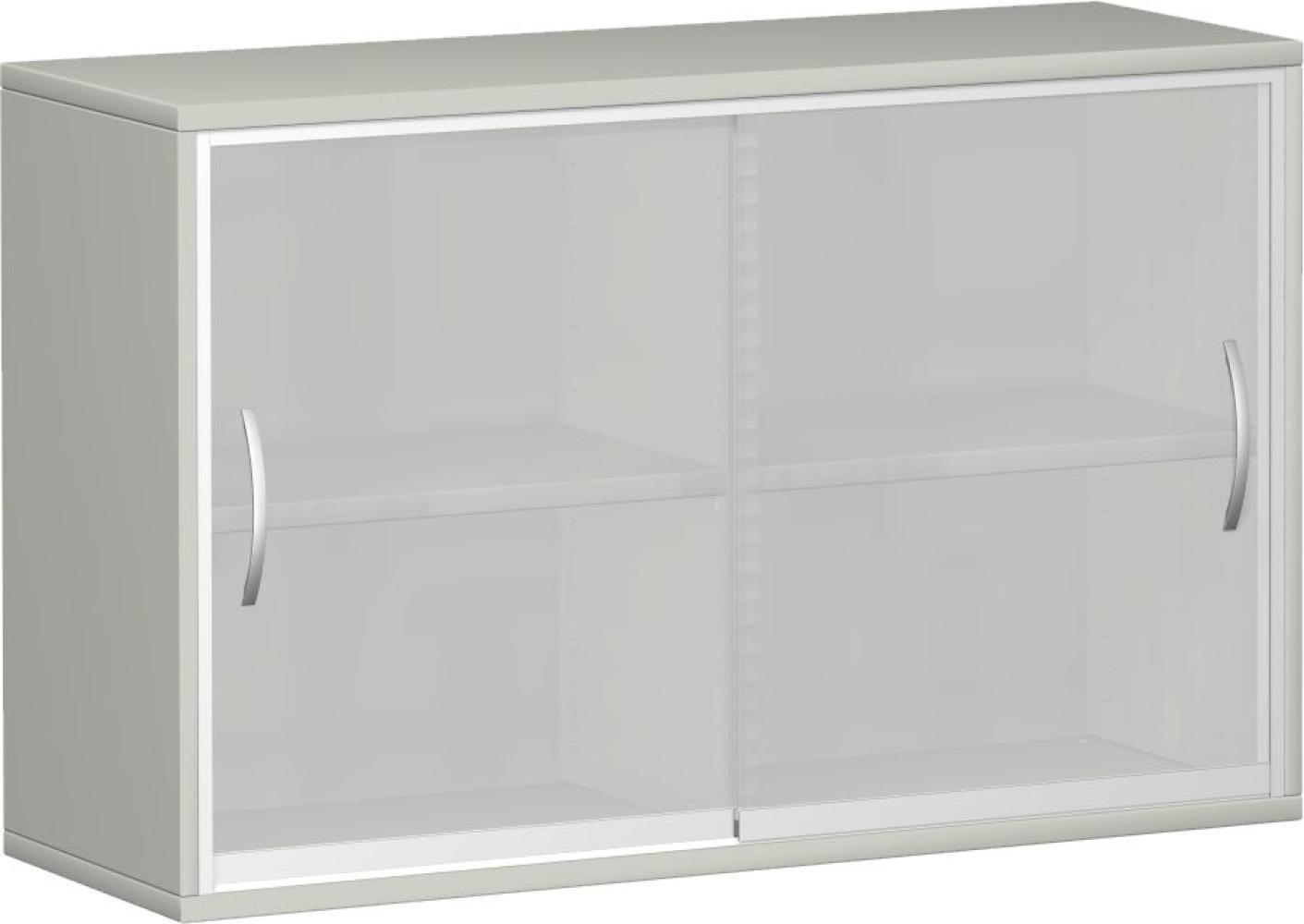 Schiebetürenschrank mit satinierten Glas-Schiebetüren, 120x42x77cm, Lichtgrau Bild 1