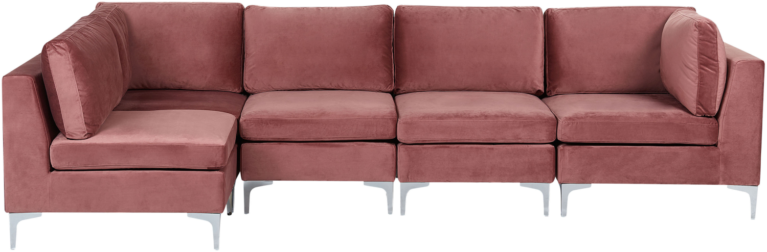 Ecksofa EVJA Samtstoff Rosa Rechtsseitig Bild 1