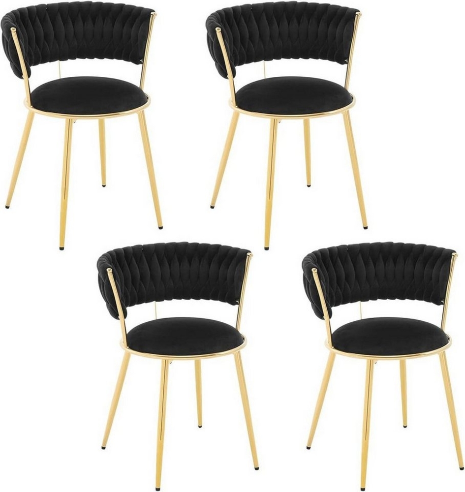 Woltu Esszimmerstuhl (4 St), mit gewebter Rückenlehne, Design Stuhl Metallbeinen, Sessel Samt Bild 1