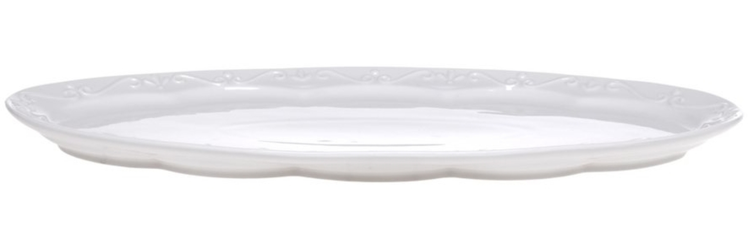 Chic Antique Servierplatte Provence 1 x Tablett Servierplatte oval L40/B20 cm weiß Porzellan, (1-tlg) Bild 1
