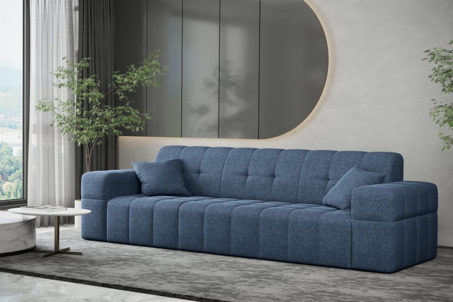 Sofa Designersofa NANCY 3-Sitzer in Stoff Neve Blau Bild 1