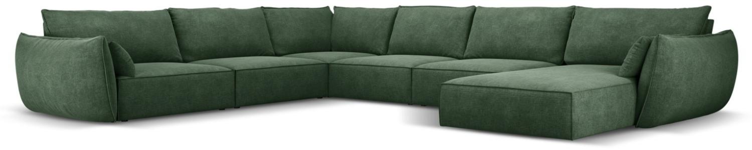 Micadoni 8-Sitzer Panorama Ecke links Sofa Kaelle | Bezug Bottle Green | Beinfarbe Black Plastic Bild 1