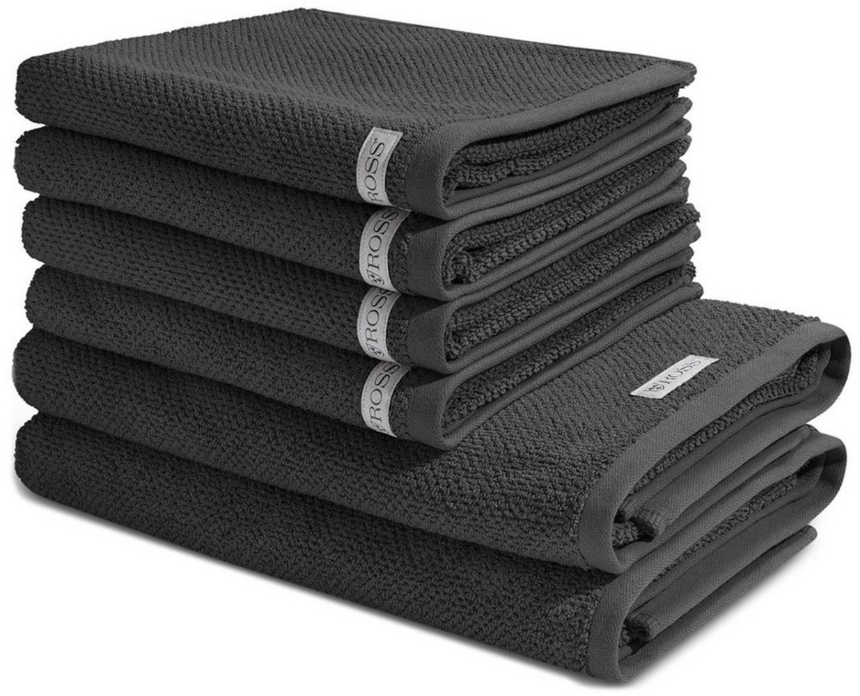 Ross Selection 6 tlg. Frottier-Set - 4 X Handtuch (50 X 100cm), 2 X Duschtuch (70 X 140cm) - 540 g/m2 - Anthrazit Bild 1