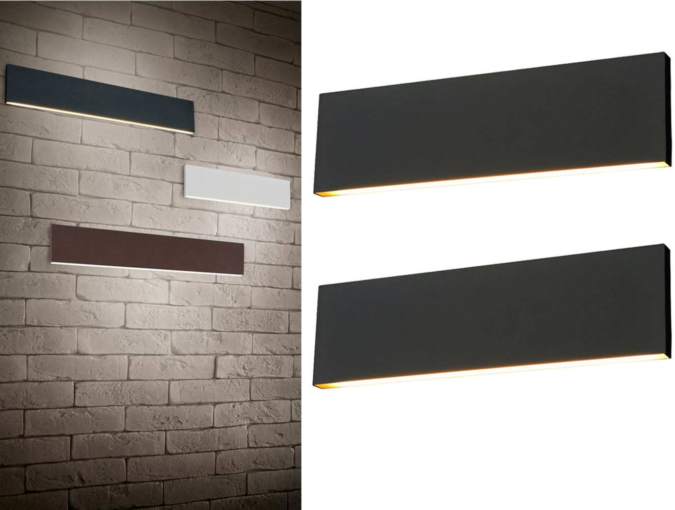 2er Set Flache LED Wandleuchten Up & Down Anthrazit 3 Stufen Dimmer, Breite 28cm Bild 1