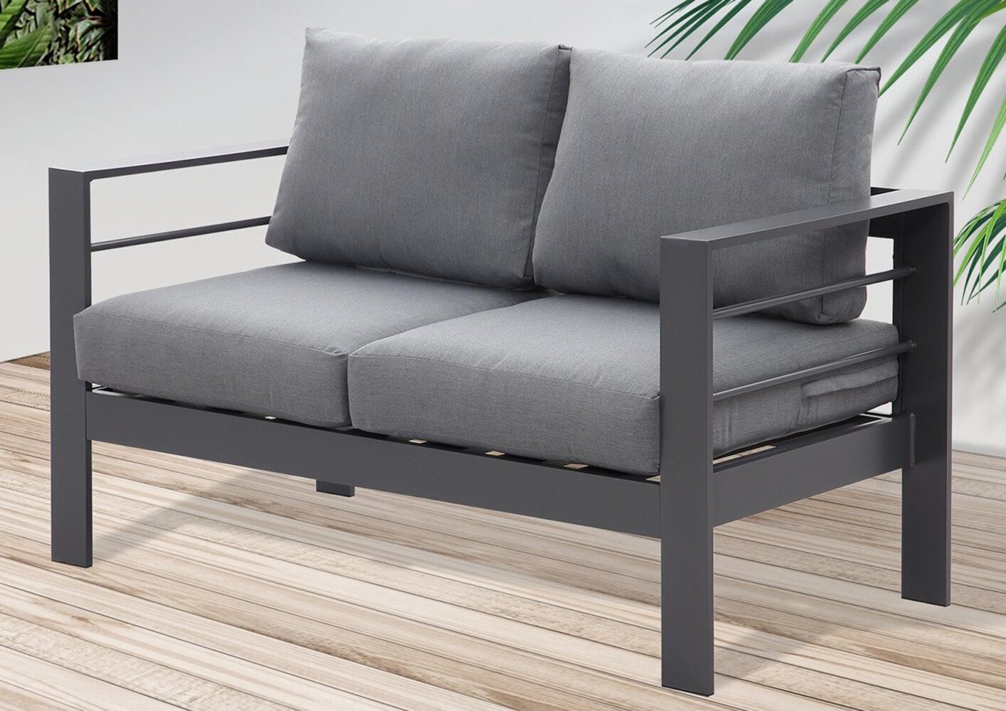 MeXo Gartenlounge-Set Gartenmöbel Set Aluminium Loungeset für Terrasse Balkon, (Set, 1-tlg, 1× 2-Sitzer Sofa, 4 × Auflagen), wetterfest Gartensofa Loungesofa Balkonsofa für 1-2 Personen Bild 1