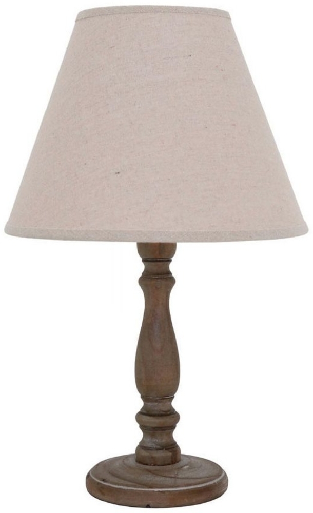 Grafelstein Tischleuchte Tischlampe FARMY braun rustikal D23cm aus Holz im Landhausstil Farmhou Bild 1