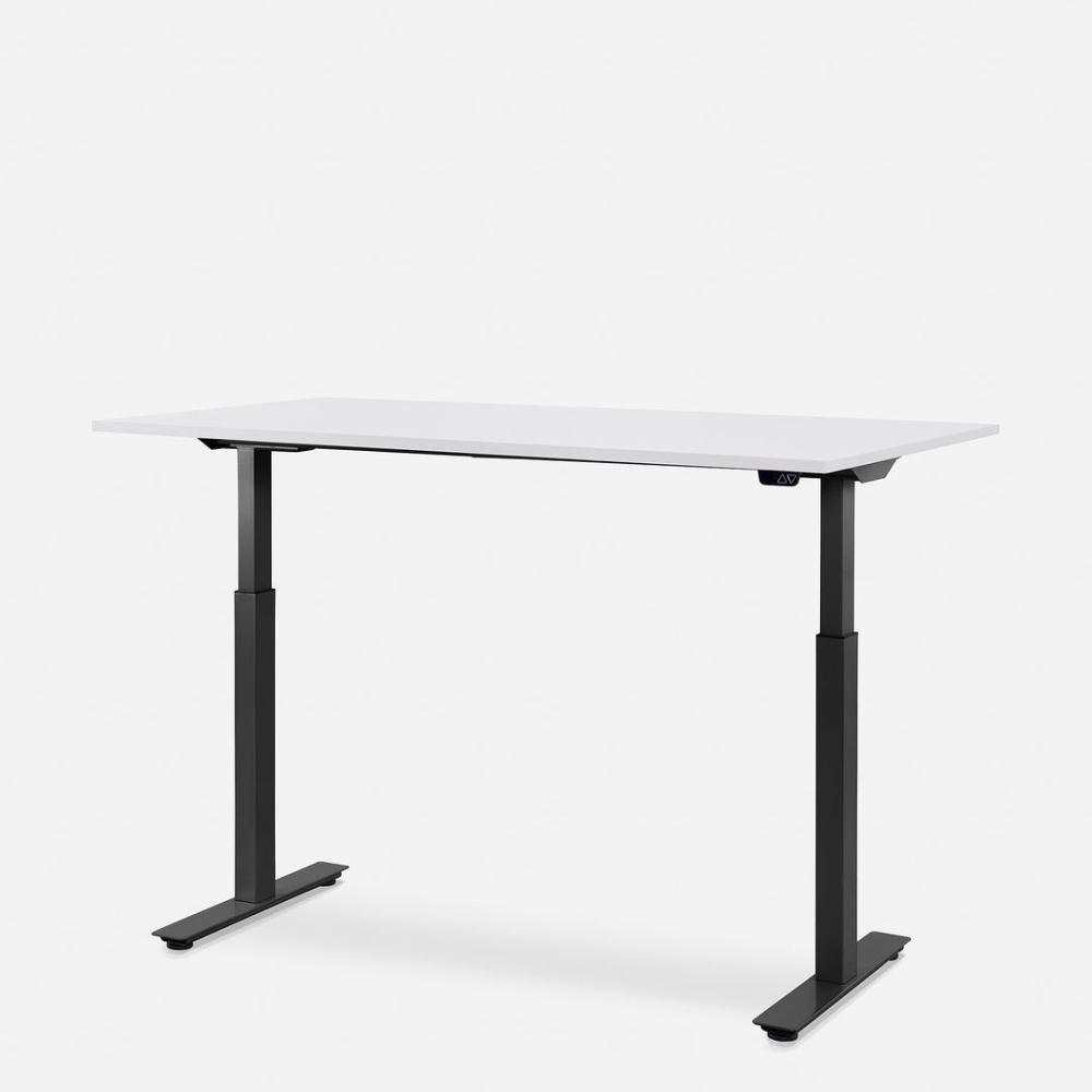 140 x 80 cm WRK21® SMART - Weiss Uni / Schwarz elektrisch höhenverstellbarer Schreibtisch Bild 1