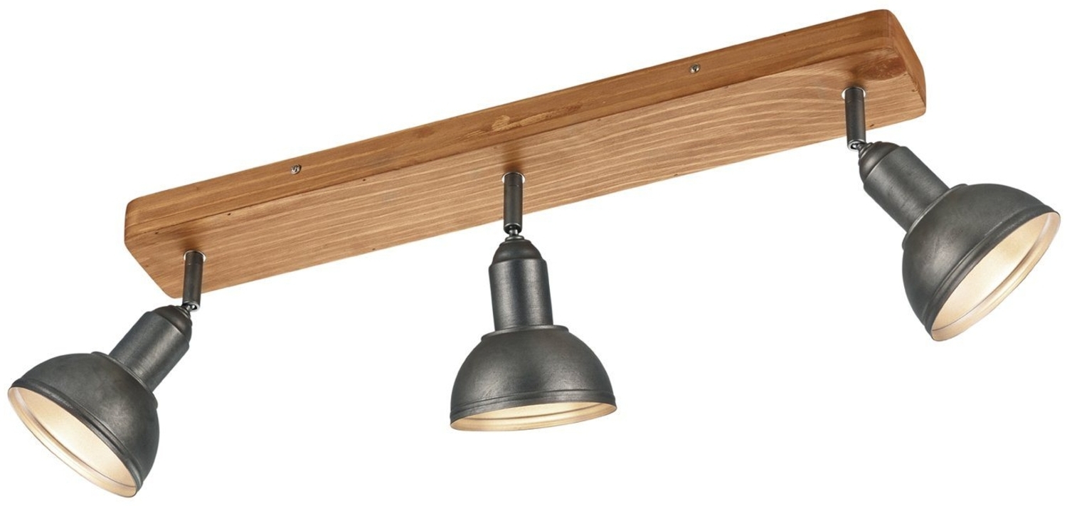 TRIO Leuchten LED Deckenstrahler, Dimmfunktion, LED wechselbar, Warmweiß, innen, dreiflammig Holz-balken rustikal Industriedesign, Breite 58cm Bild 1