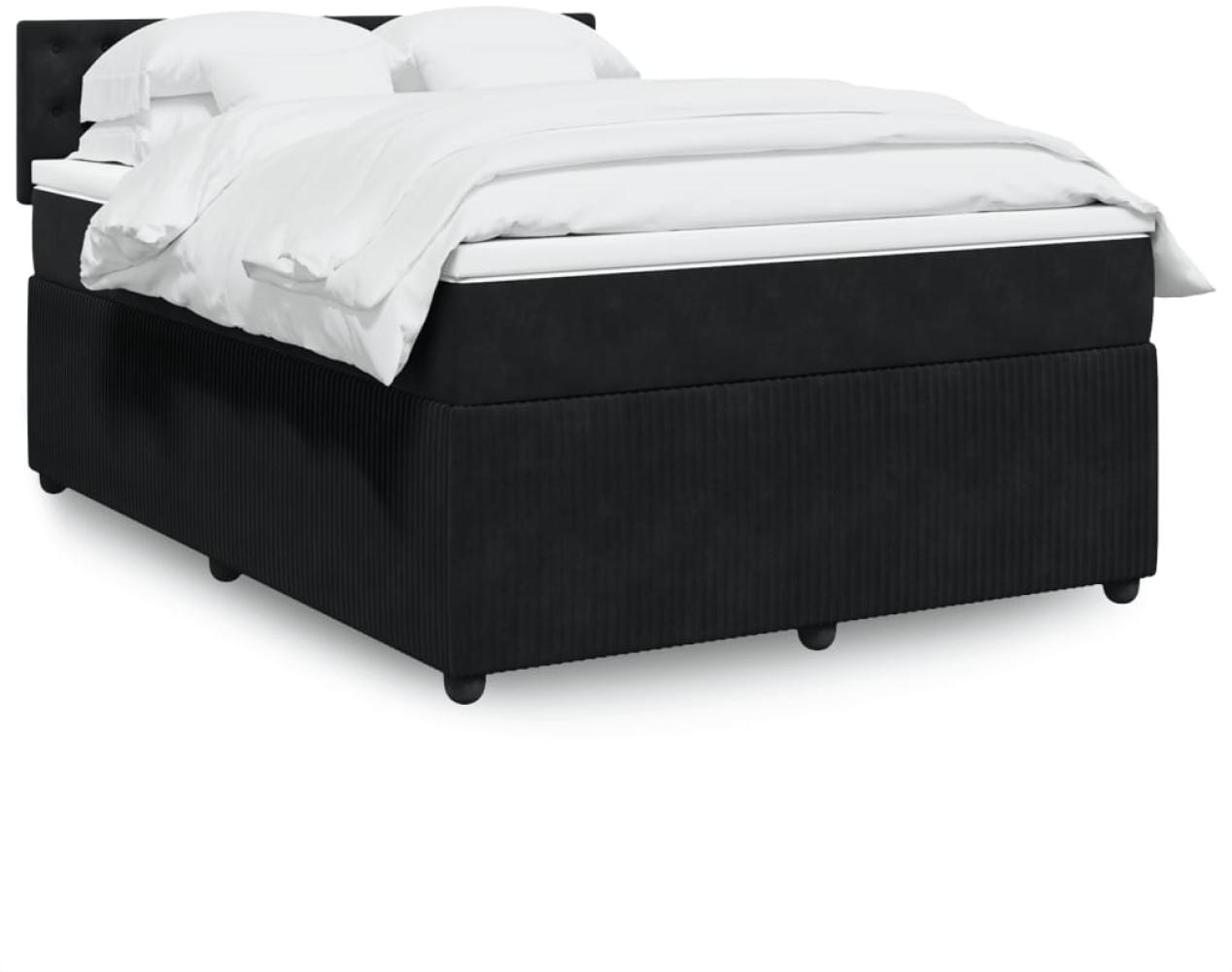 vidaXL Boxspringbett mit Matratze Schwarz 140x190 cm Samt 3290048 Bild 1