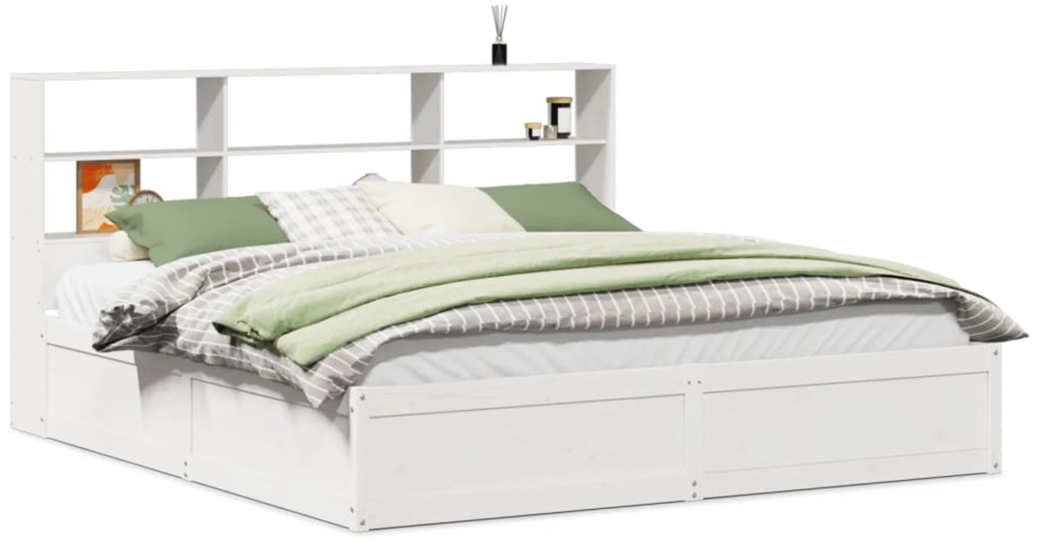 vidaXL Massivholzbett ohne Matratze Weiß 180x200 cm Kiefernholz 3323447 Bild 1