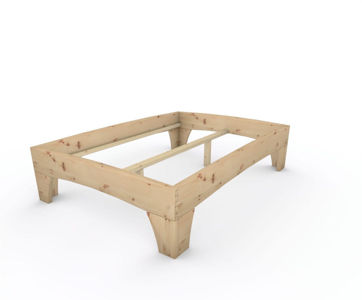 Zirbenbett Massivholzbett "Rosi" metallfrei 140 x 200 cm 48 cm ohne Kopfteil Bild 1