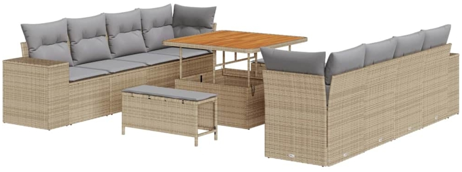 vidaXL Gartensofa-set mit Kissen 11 pcs Beige und Hellgrau Poly-Rattan 3363937 Bild 1