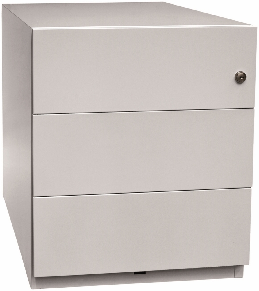 BISLEY Note Rollcontainer mit 3 Schüben aus Metall abschließbar in lichtgrau - Bürocontainer mit Schloss für DIN A4 Dokumente, Kleinteile & Büromaterial, Container für Büro & Homeoffice auf Rollen, NWA59M7SSS-645 Bild 1