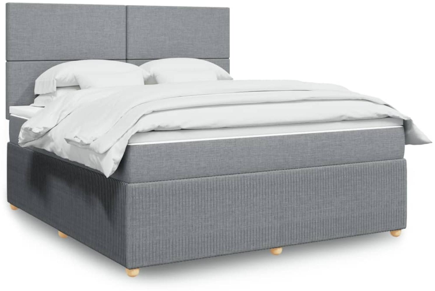 vidaXL Boxspringbett mit Matratze Hellgrau 180x200 cm Stoff 3292128 Bild 1