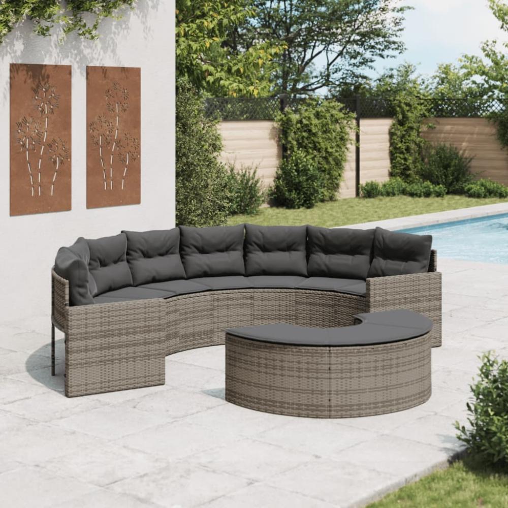 vidaXL 2-tlg. Garten-Sofagarnitur Halbrund Grau Poly Rattan 3262062 Bild 1