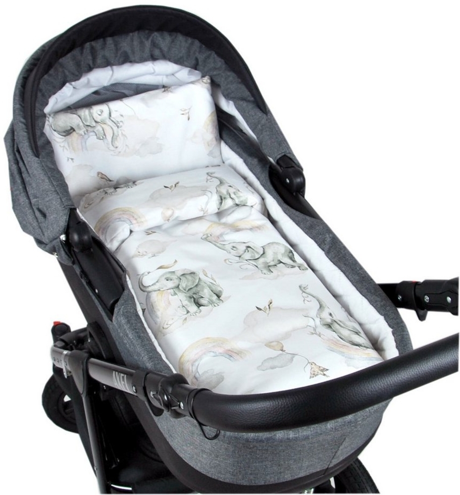 BabyLux Babybettbezug BABYLUX 2tlg. Set BEZUG Kinderwagen Bettbezug Bettwäsche Wiege 60x78 cm, 127. Elefanten Beige 60 x 78 cm Bild 1