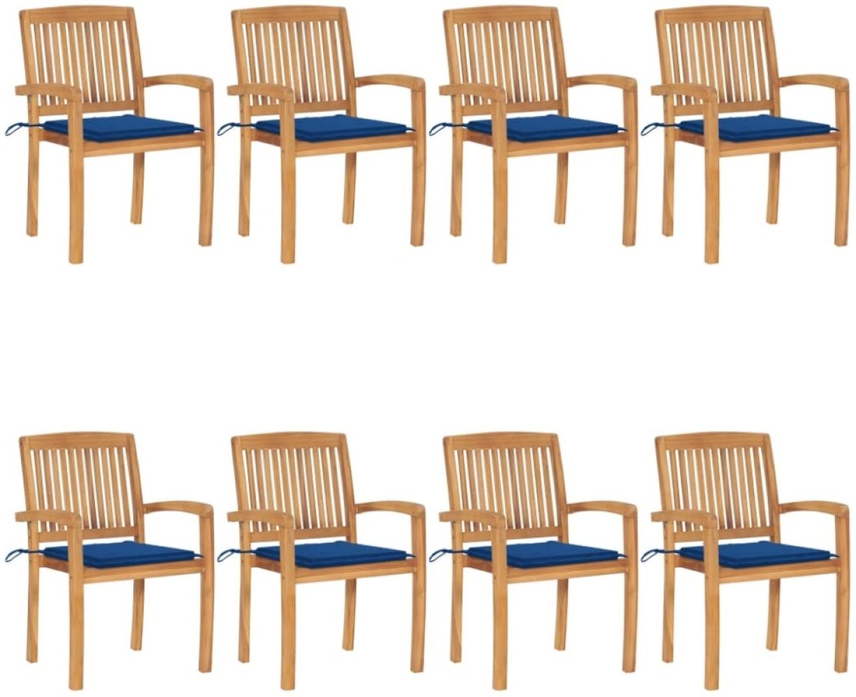 vidaXL Stapelbare Gartenstühle mit Kissen 8 Stk. Massivholz Teak 3073250 Bild 1