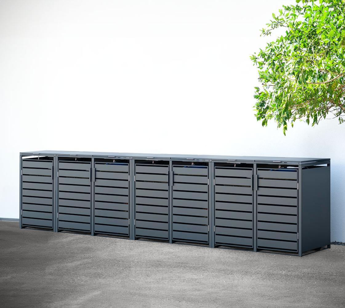 Westmann Metall Mülltonnenbox Kubus 7er | 7x240 L | Anthrazit | 464x80x116 cm Bild 1