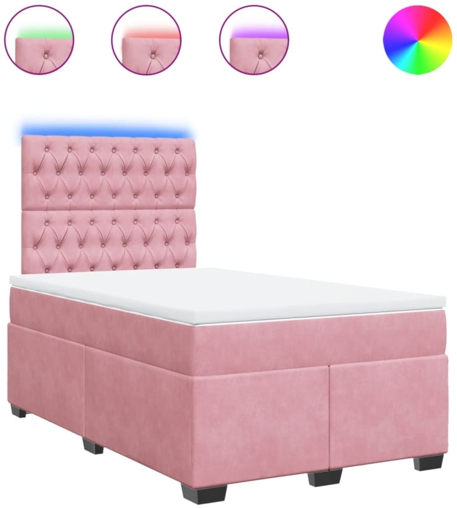 vidaXL Boxspringbett mit Matratze Rosa 120x190 cm Samt 3293169 Bild 1