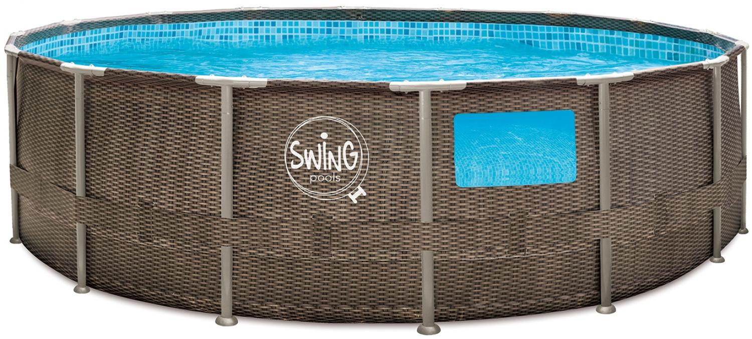 METAL FRAME SWING Pools im Korbflecht-Design 457 x 122 cm Bild 1