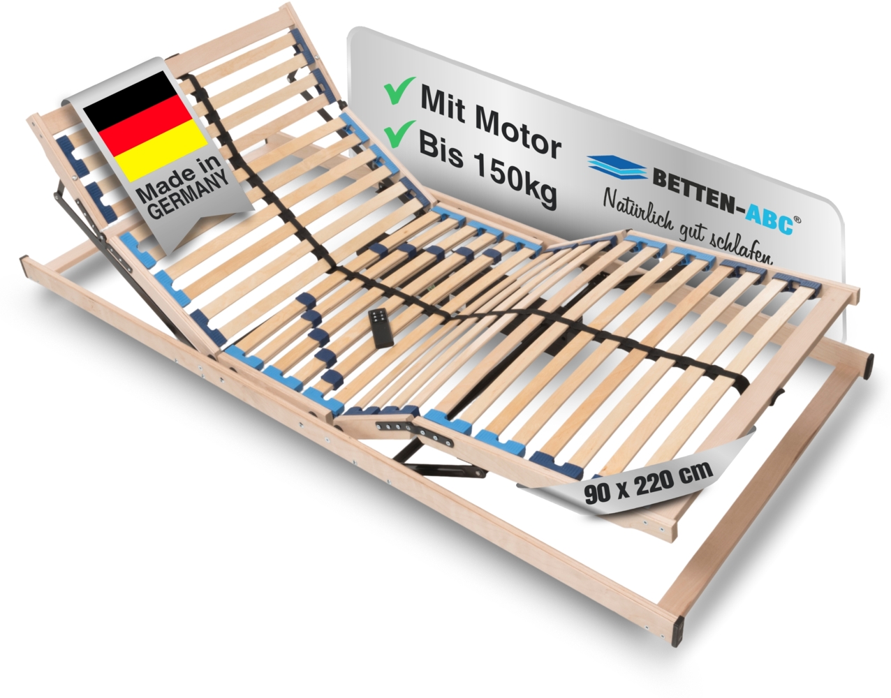 Betten-ABC Max1 Elektro – Elektrischer Lattenrost mit Kopf- & Fußteilverstellung und Funkfernbedienu, Größe: 90x220 Bild 1
