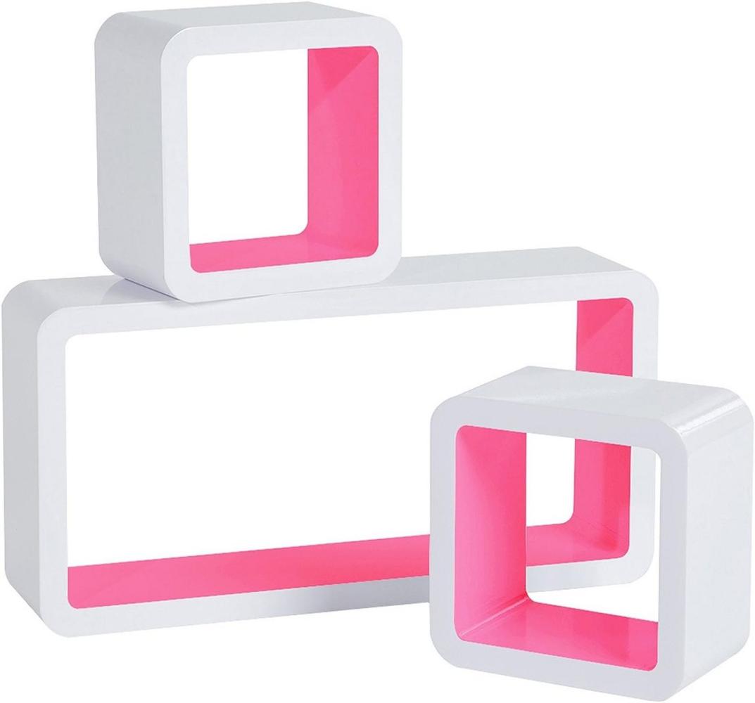 Woltu Wandregal 3er-Set Lounge Cube, rosa Bild 1