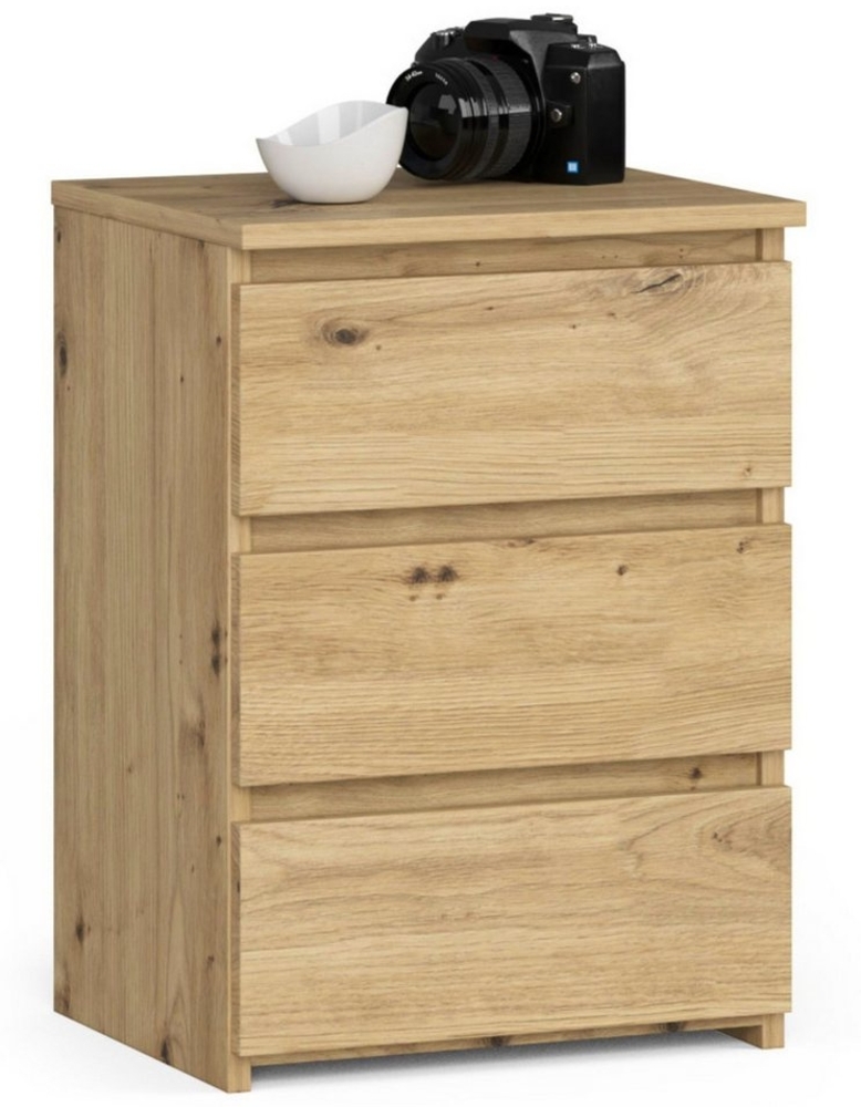 Home Collective Kommode 40 cm breit Holz Highboard Sideboard für Flur Schlafzimmer Wohnzimmer (Mehrzweckschrank Schrank schmal Kommode Schlafzimmer mit Schubladen), Kinderzimmer Organizer, 57 cm hoch mit 3 Schubladen Artisan Eiche Bild 1