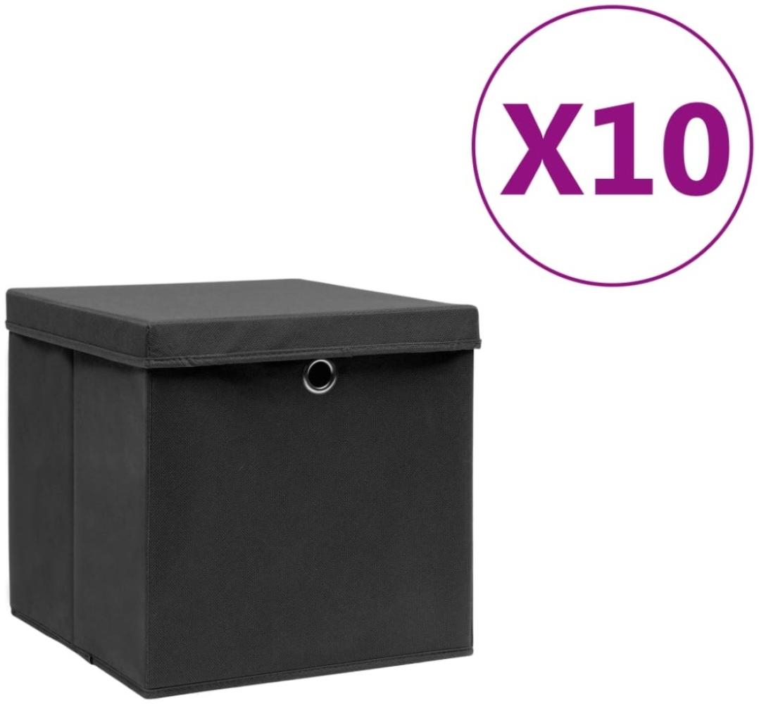 vidaXL Aufbewahrungsboxen mit Deckeln 10 Stk. 28x28x28 cm Schwarz 325190 Bild 1