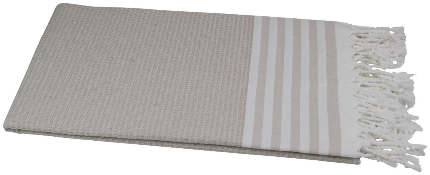 Hamamtuch Pestemal beige weiß 100x175 cm "Tala" Bild 1