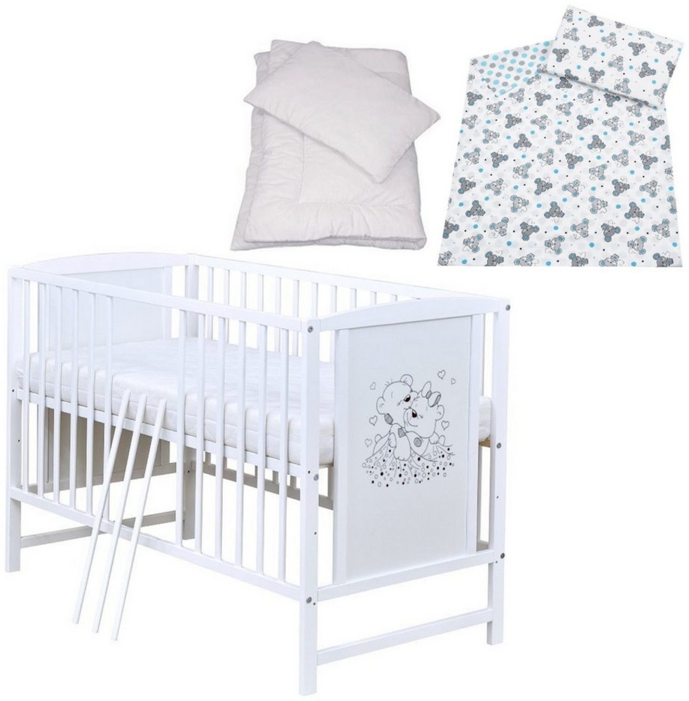Baby-Delux Komplettbett Babybett Mia Komplettset, 7-tlg, Kinderbett 60x120 cm weiß, Bettset verschiedene Designs Bild 1