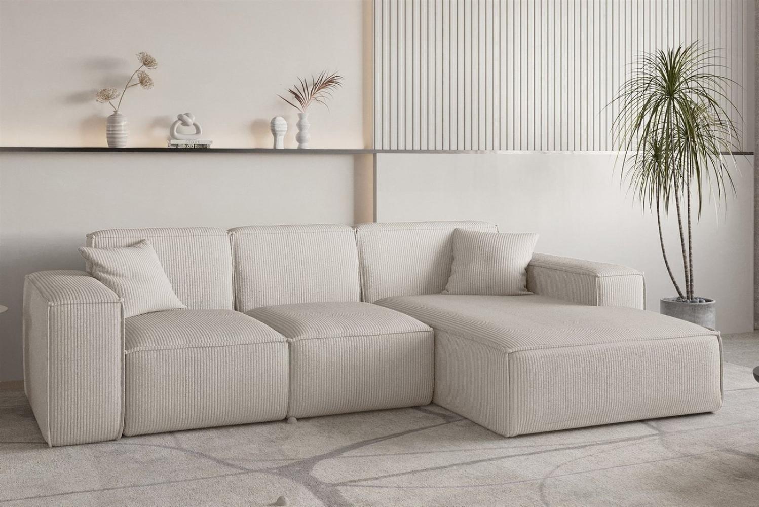 Ecksofa Designersofa CELES PREMIUM in Stoff Scala Hellbeige Ottomane Rechts Bild 1