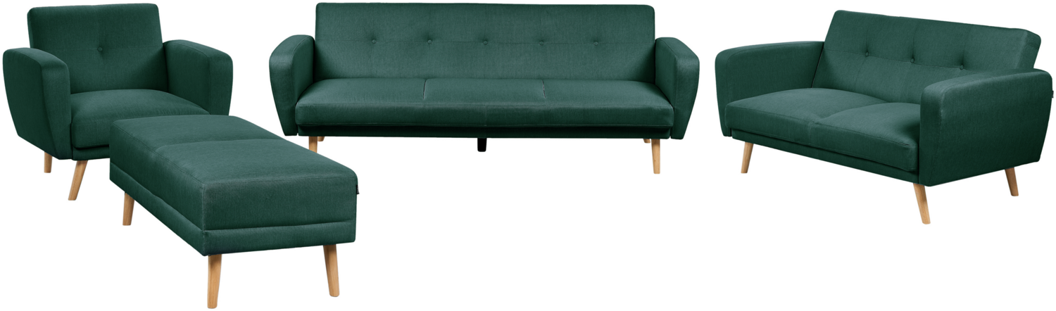 6-Sitzer Sofa Set dunkelgrün verstellbar mit Ottomane FLORLI Bild 1