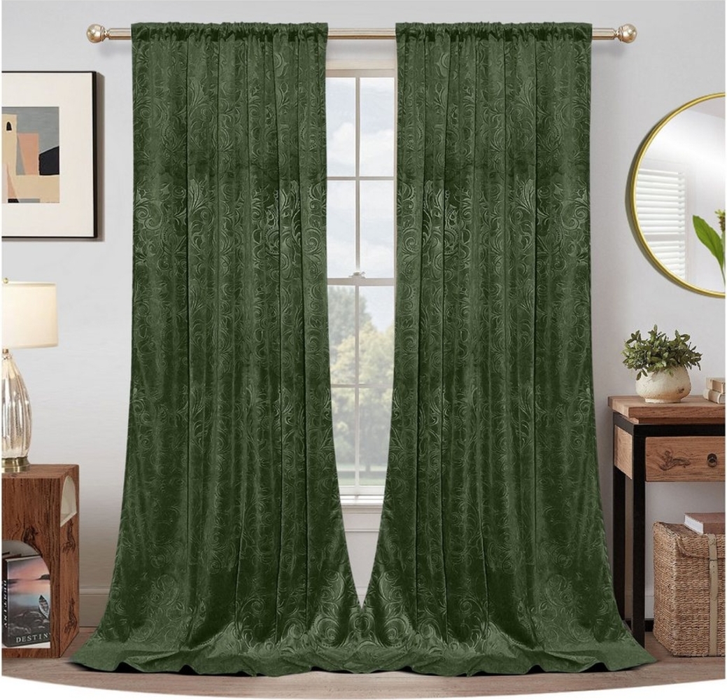 LMaxhome Verdunkelungsvorhang Zerkleinert Samt Velvet Verdickt Gardinen Winter Solide Verdunkelnd, (2 St), 290g/m², Floral Gequetscht Blickdicht Vorhang, Wohnzimmer Schlafzimmer Bild 1
