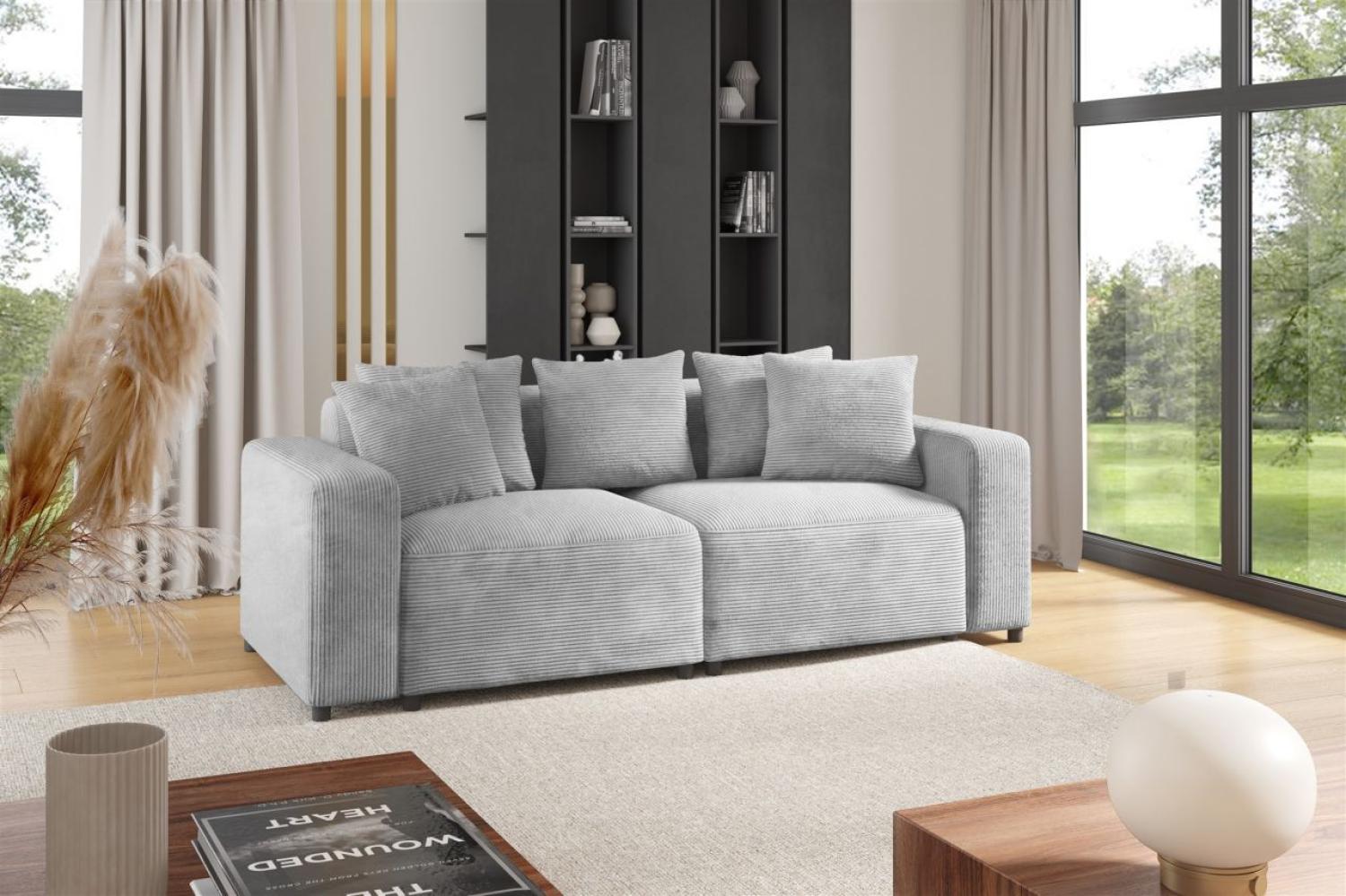 Sofa Designersofa MEGAN 2-Sitzer in Stoff Poso Hellgrau Bild 1