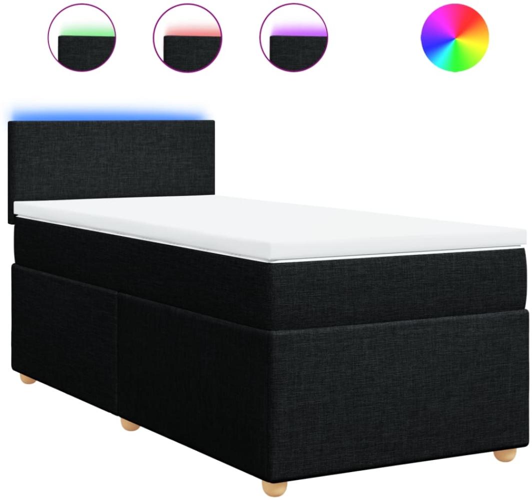 vidaXL Boxspringbett mit Matratze Schwarz 80x200 cm Stoff 3288802 Bild 1